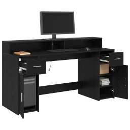 vidaXL Bureau Zwart eiken 160 x 55 x 91 cm Bewerkt hout
