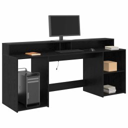 vidaXL Bureau Black Oak 200 x 55 x 91 cm Bewerkt hout