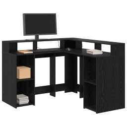 vidaXL Bureau Zwart Eiken Bewerkt hout 130 x 130 x 91 cm