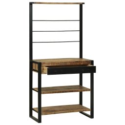 vidaXL Keukenrek Bruin en zwart 80 x 40 x 160 cm Massief Mango Hout