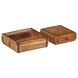 vidaXL Dienblad 2 st Bruin 29 x 31 x 10 cm Massief Gerecycled Hout