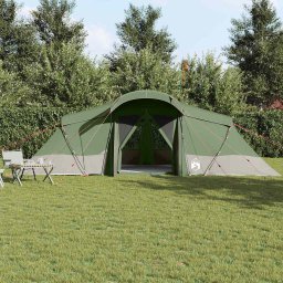 vidaXL Gezinstent 6-persoons Groen en Grijs Polyester en Glasvezel