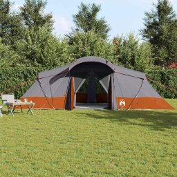 vidaXL Gezinstent 6-persoons Grijs en Oranje Polyester en Glasvezel
