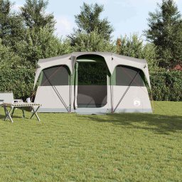 vidaXL Gezinstent Wit en Groen 435 x 255 x 216 cm Polyester en staal