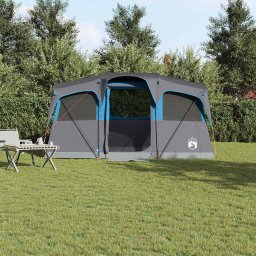 vidaXL Gezinstent Blauw en Grijs 435 x 255 x 216 cm Polyester en staal