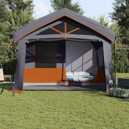 vidaXL Gezinstent met dak Grijs en Oranje 620 x 322 x 240 cm Polyester