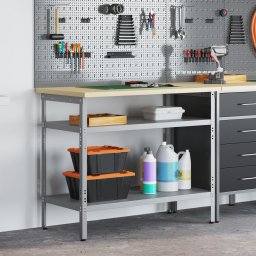 vidaXL Werktafel met plank Grijs en Beige 100 x 55 x 85 cm Staal