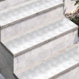 vidaXL Trapmatten 4 st 80 x 20 cm Zilver Aluminium Rechthoekig