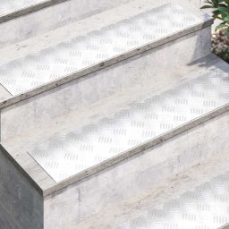 vidaXL Trapmatten 4 st 90 x 20 cm Zilver Aluminium Rechthoekig