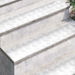 vidaXL Trapmatten 4 st 100 x 20 cm Zilver Aluminium Rechthoekig