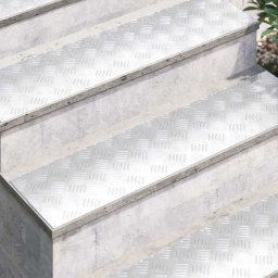 vidaXL Trapmatten 2 st 100 x 25 cm Zilver Aluminium Rechthoekig