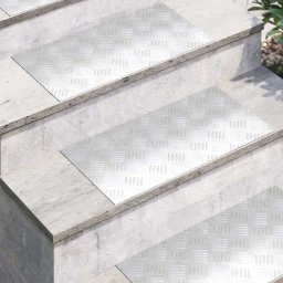 vidaXL Trapmatten 2 st 60 x 30 cm Zilver Aluminium Rechthoekig