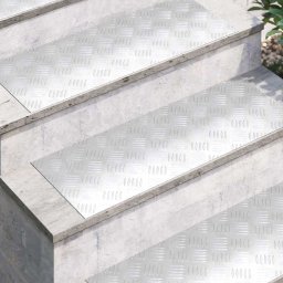 vidaXL Trapmatten 2 st 80 x 30 cm Zilver Aluminium Rechthoekig