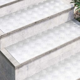 vidaXL Trapmatten 4 st 90 x 30 cm Zilver Aluminium Rechthoekig