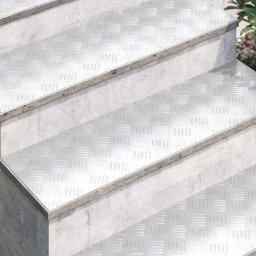 vidaXL Trapmatten 2 st 100 x 30 cm Zilver Aluminium Rechthoekig