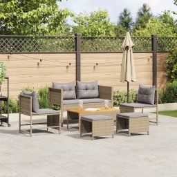 vidaXL Tuinbankenset 6 st Beige en Licht Grijs poly rattan