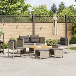 vidaXL Tuinbankenset 6 st Licht Grijs en Donker Grijs poly rattan