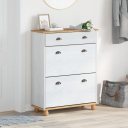 vidaXL Schoenenkast ASKIM Wit 85 x 35 x 108 cm Massief grenenhout