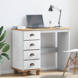 vidaXL Schrijfbureau ASKIM Wit 95 x 40 x 75 cm Massief grenenhout