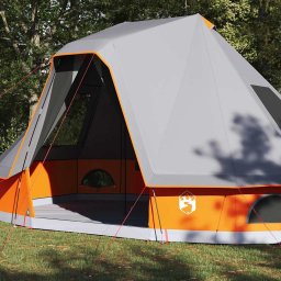 vidaXL Tipi Tent 6-persoons Grijs en Oranje taft