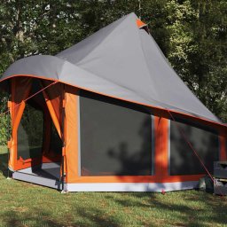 vidaXL Tipi Tent met dak Grijs en Oranje 404 x 370 x 270 cm taft