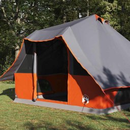 vidaXL Tipi Tent 8-persoons Grijs en Oranje taft
