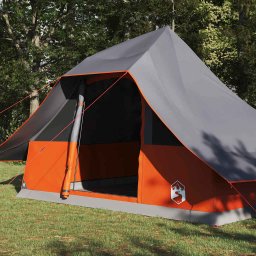 vidaXL Tipi Tent 10-persoons Grijs en Oranje taft