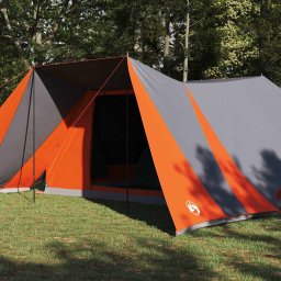 vidaXL Tipi Tent 12-persoons Grijs en Oranje taft