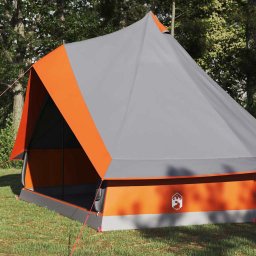 vidaXL Tipi Tent 8-persoons Grijs en Oranje taft