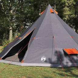 vidaXL Tipi Tent met dak Grijs en Oranje 560 x 560 x 300 cm taft