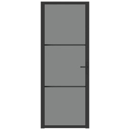 vidaXL Binnendeur 76x201,5 cm ESG-glas en aluminium zwart