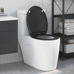 vidaXL Toiletzitting Zwart 45,5 x 37,5 x 3,8 cm Duroplast