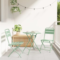 vidaXL Tuin Opvouwbare Stoel 2 st Licht muntgroen Gepoedercoat staal