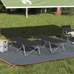 vidaXL Opvouwbaar Camping Bed 2 st Zwart 194 x 62,5 x 42,5 cm