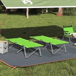 vidaXL Opvouwbaar Camping Bed 2 st Groen 194 x 62,5 x 42,5 cm