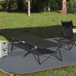 vidaXL Opvouwbaar Camping Bed Zwart 206 x 76 x 74 cm Oxford en Staal
