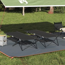 vidaXL Opvouwbaar Camping Bed 2 st Zwart 206 x 76 x 74 cm