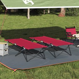 vidaXL Opvouwbaar Camping Bed 2 st Rood 206 x 76 x 74 cm