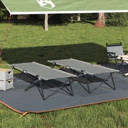 vidaXL Opvouwbaar Camping Bed 2 st Grijs 206 x 76 x 74 cm