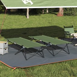 vidaXL Opvouwbaar Camping Bed 2 st Groen 206 x 76 x 74 cm
