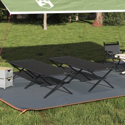 vidaXL Opvouwbaar Camping Bed 2 st Zwart 210 x 80 x 46 cm Oxford stof