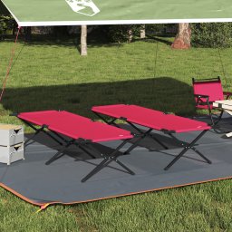 vidaXL Opvouwbaar Camping Bed 2 st Rood 210 x 80 x 46 cm Oxford stof
