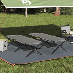 vidaXL Opvouwbaar Camping Bed 2 st Grijs 210 x 80 x 46 cm Oxford stof