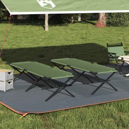 vidaXL Opvouwbaar Camping Bed 2 st Groen 210 x 80 x 46 cm Oxford stof
