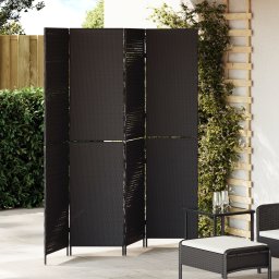 vidaXL Kamerverdeler Zwart 195 x 180 cm poly rattan