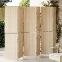 vidaXL Kamerverdeler Beige 292 x 180 cm poly rattan