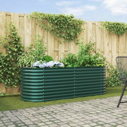 vidaXL Verhoogd bed Groen 240 x 80 x 81 cm Staal
