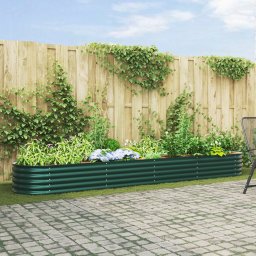 vidaXL Verhoogd bed Groen 400 x 80 x 44 cm Staal