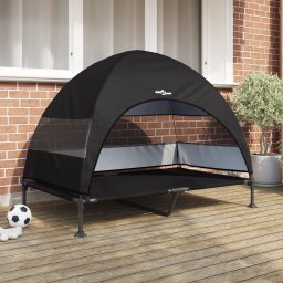 vidaXL Verhoogd Hondenbed Zwart 127 x 81 x 108 cm Stof en Staal