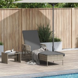 vidaXL Ligstoel poly rattan Licht Grijs en Donker Grijs